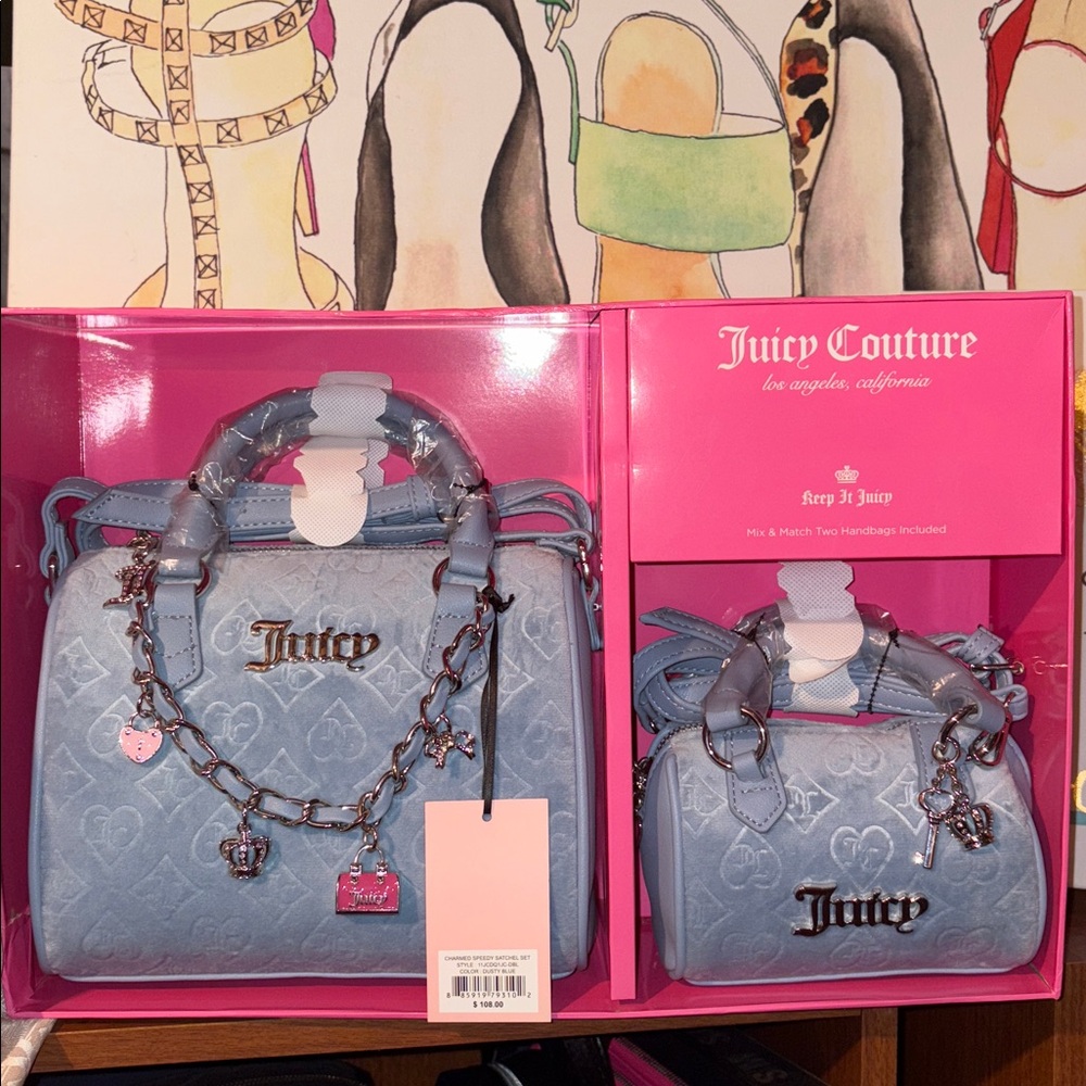 Juicy Couture Light Blue Satchel Set